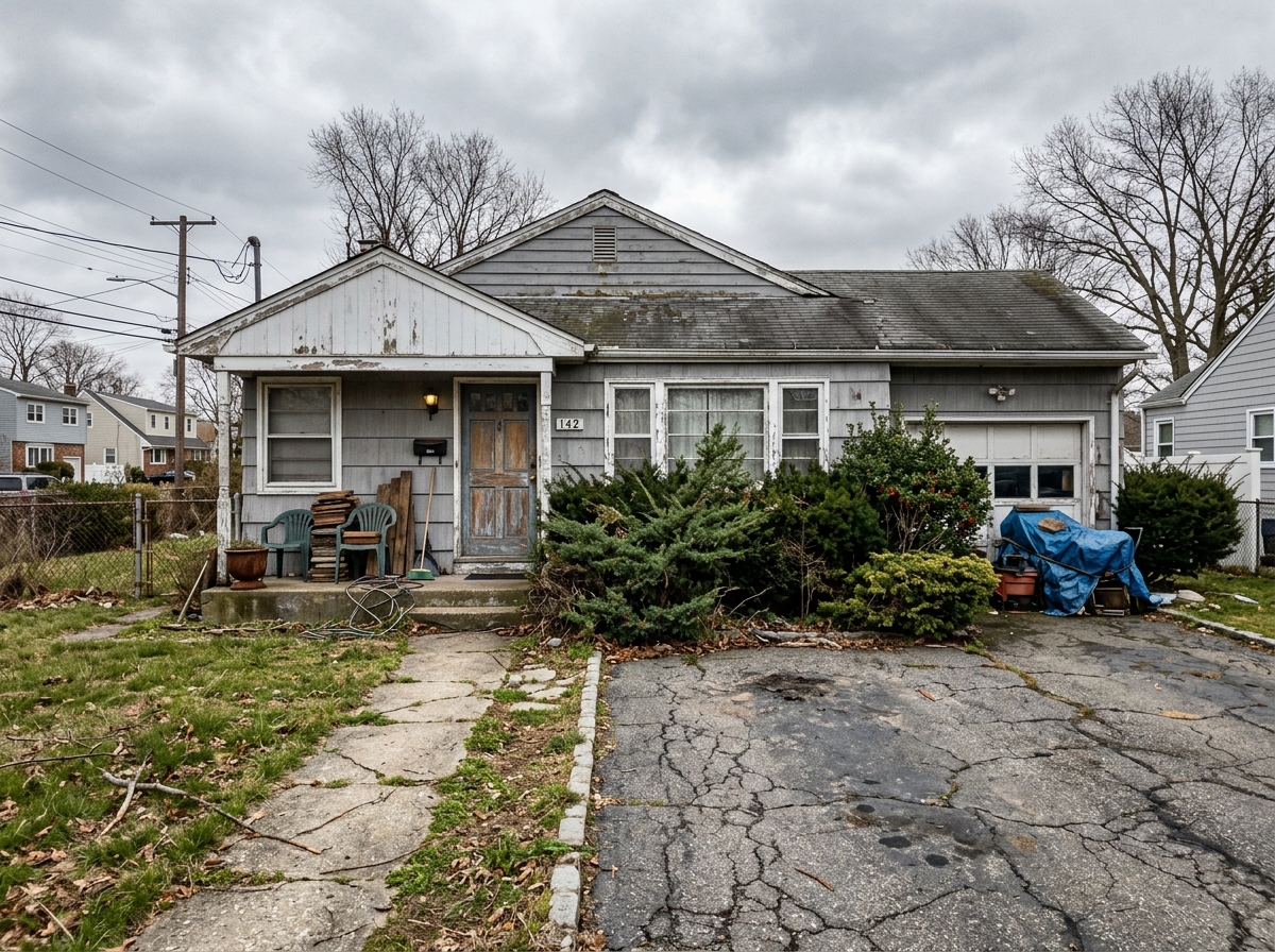 A distressed Long Island house in need of repairs that Sell Now LI would buy for cash